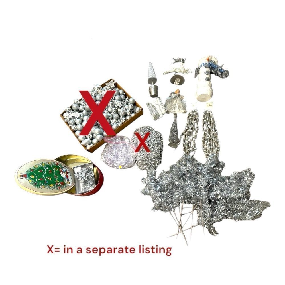 Silver Christmas Decoration Bundle lot - Picture 3 of 13